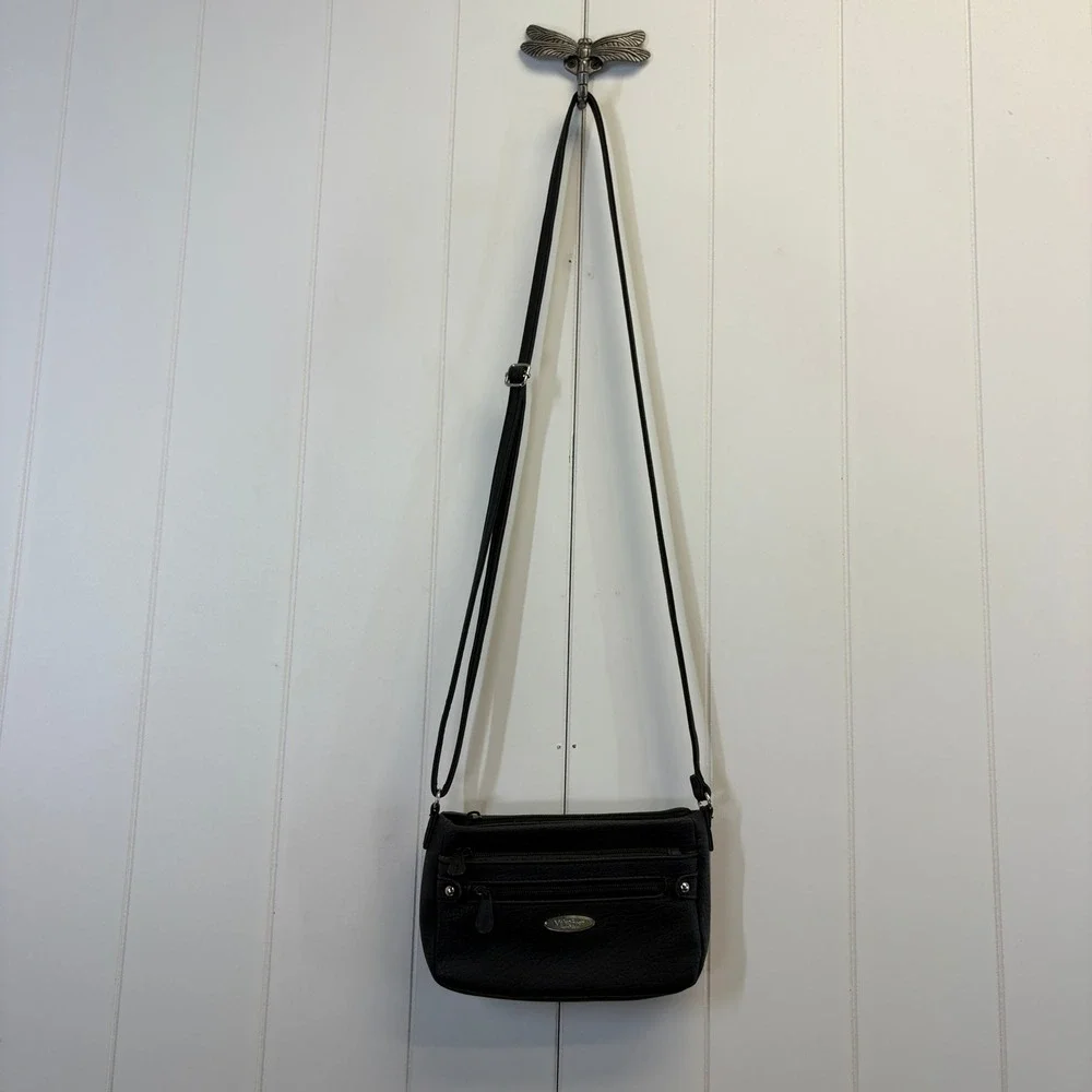 MultiSac Travel Triple Pocket Crossbody Utility Bag Women Small Vegan Leather